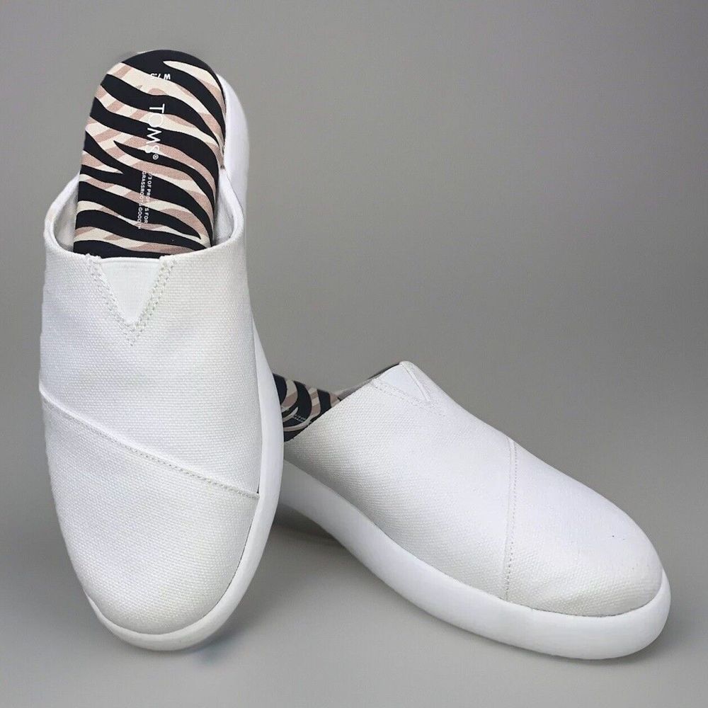 TOMS‎ Alpargata Mallow Mule Women's Size 7.5 Slip On Slide White Canvas Flats